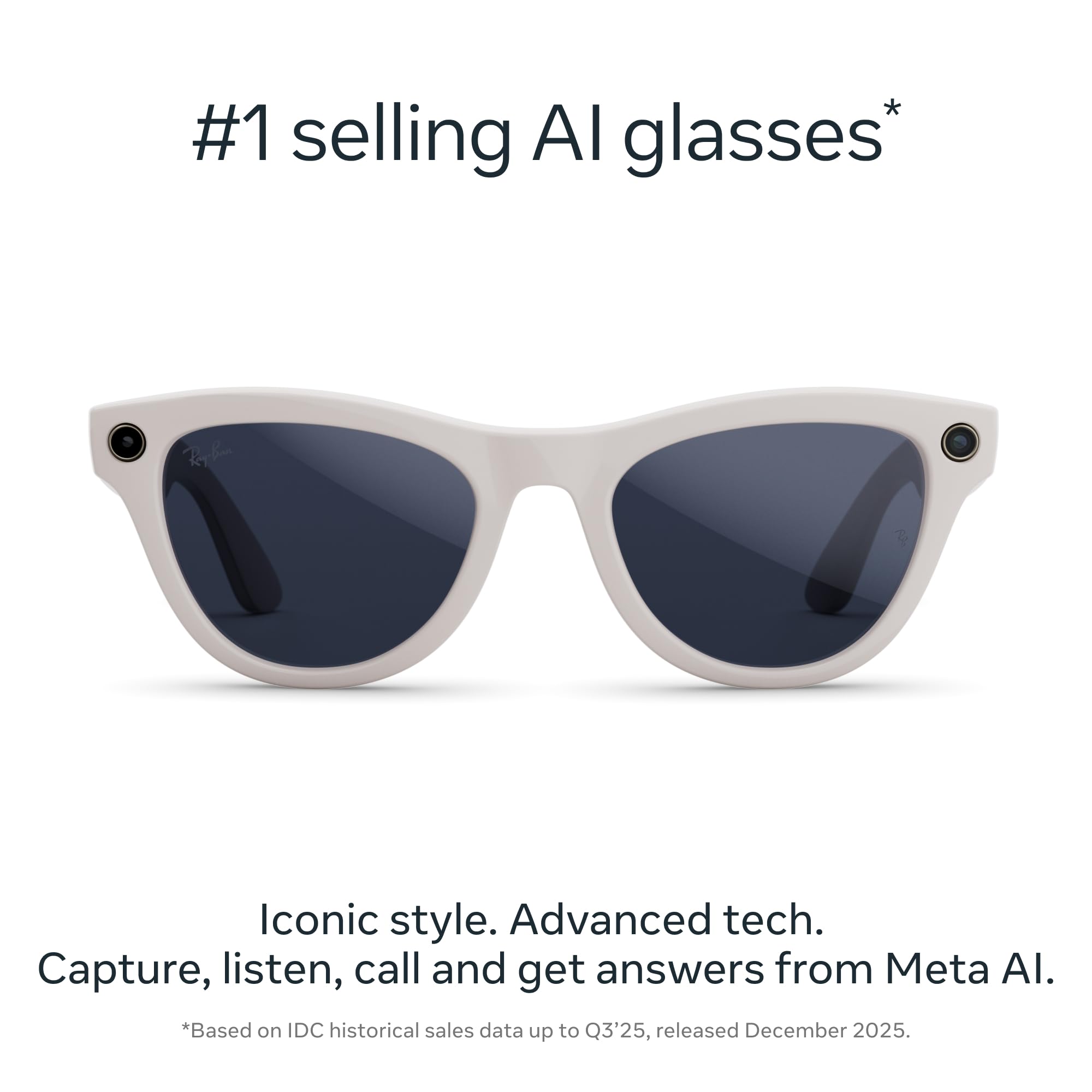Ray-Ban Meta Skyler (Gen 2) with Meta AI, photo and video capture, longer battery life - Shiny Transparent Peach, Transitions® Brown Lenses