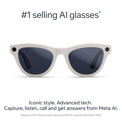 Ray-Ban Meta Skyler (Gen 2) with Meta AI, photo and video capture, longer battery life - Shiny Transparent Peach, Transitions® Brown Lenses