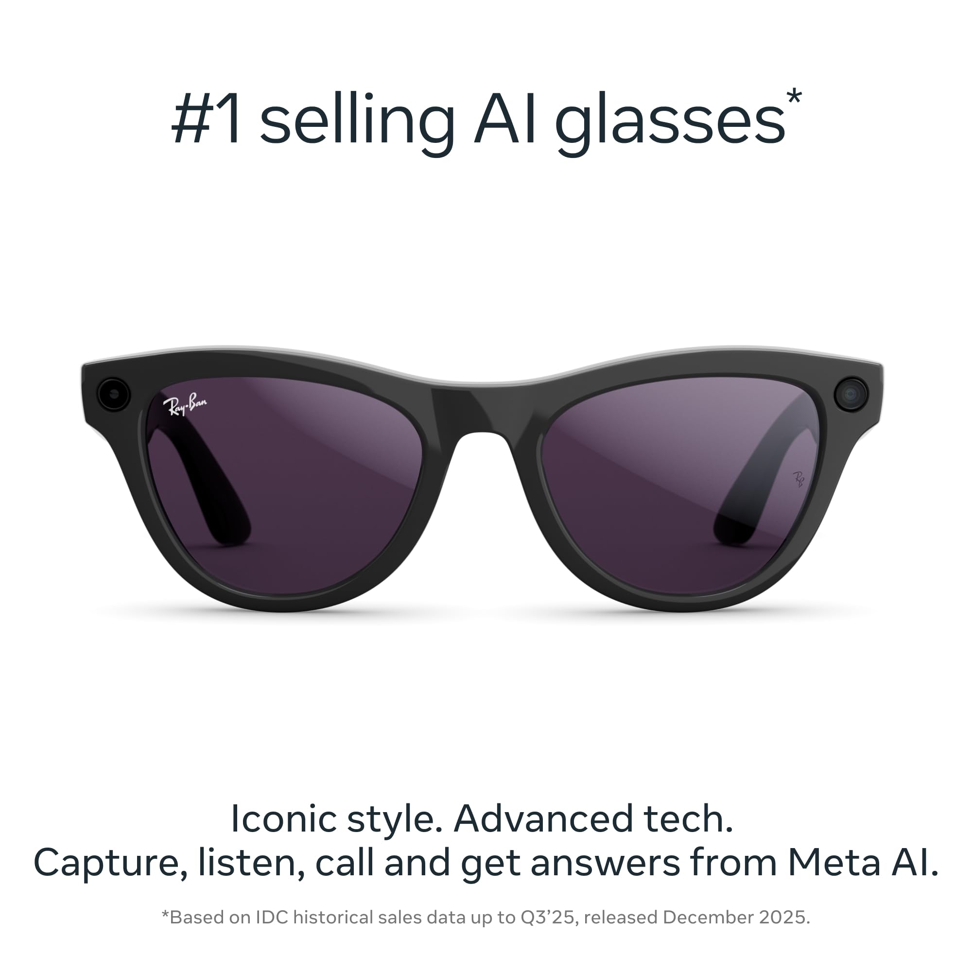 Ray-Ban Meta Skyler (Gen 2) with Meta AI, photo and video capture, longer battery life - Shiny Transparent Peach, Transitions® Brown Lenses