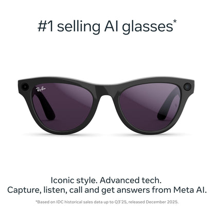 Ray-Ban Meta Skyler (Gen 2) with Meta AI, photo and video capture, longer battery life - Shiny Transparent Peach, Transitions® Brown Lenses
