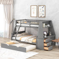 Gray Twin Over Full Bunk Bed With Trundle And Desk