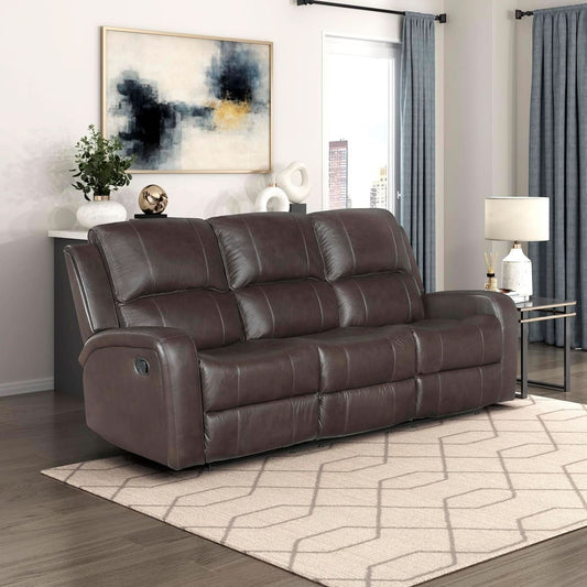 Manual Double Recliner Sofa Brown Leather Match Wall Hugger