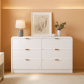 Fluted 6 Drawer Dresser 54 Inch White Solid Wood Storage