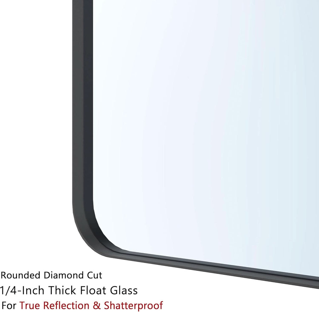 Black 18x26 Inch Bathroom Mirror Over Vanity Wall Mount