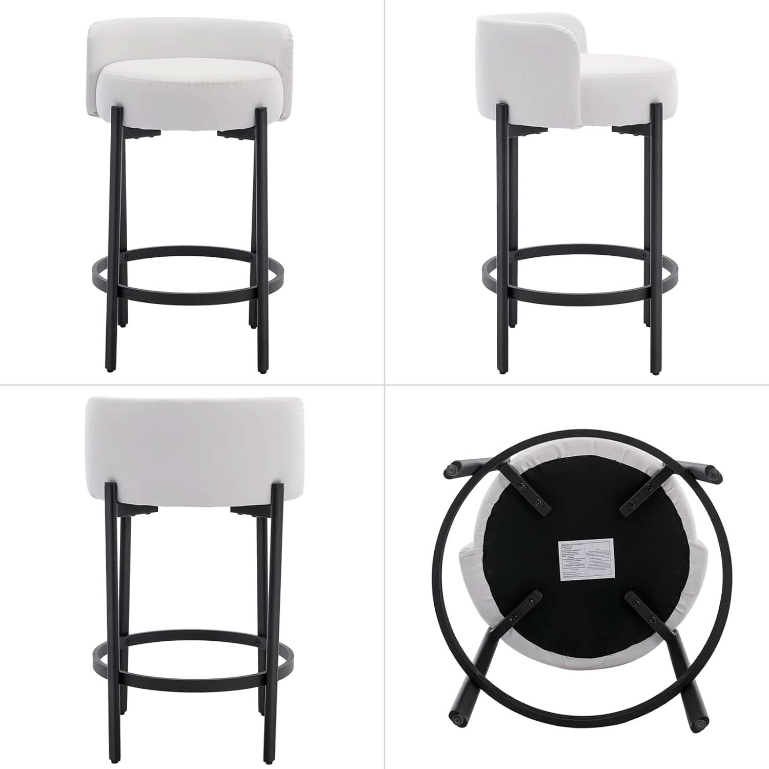 26 Inch Round Faux Leather Bar Stools Set Of 2 White