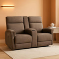 Mocha Power Recliner Loveseat With Massaging For Living Room Comfort