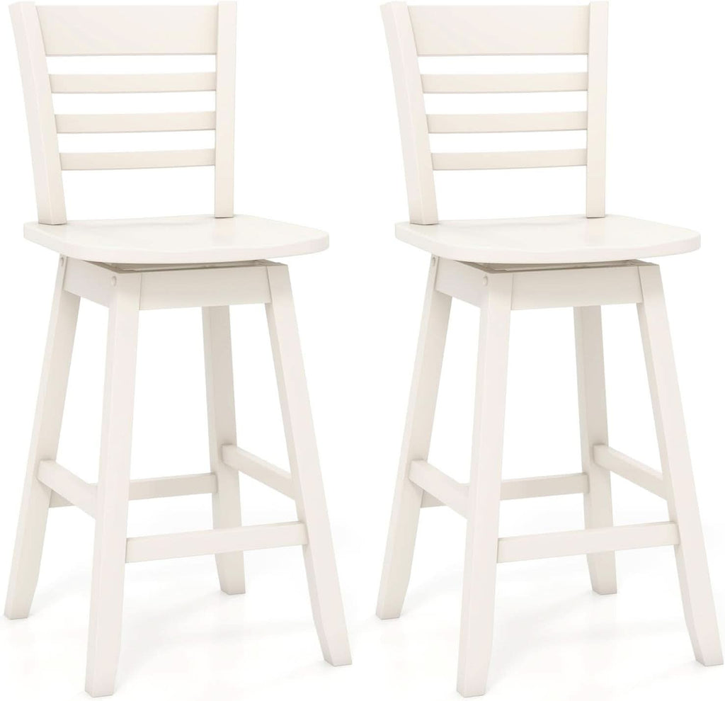 Swivel Wood Bar Stools Set with Ergonomic Design