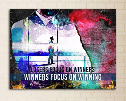 Losers Focus On Winners Winners Focus On Winning Motivational Canvas Wall Art, Office Decor, Motivational Art, Motivational Wall Decor