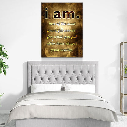 I Am, Two Of The Most Powerful Words Canvas Wall Art, Gratitude Sign, Abraham Hicks, Law Of Attraction Art