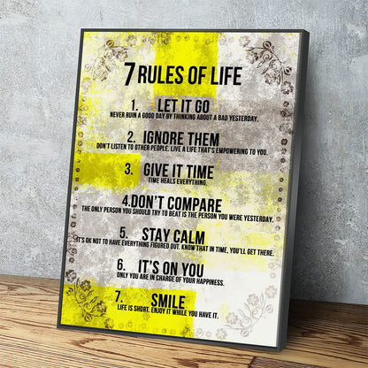 7 Rules Of Life Motivational Canvas Wall Art