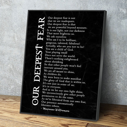 Our Deepest Fear Canvas Wall Art | Marianne Williamson Inspirational Poem