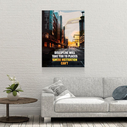 Discipline Will Take You Places Canvas Wall Art, Office Decor, Motivational Decor, Success Quote, Discipline, Motivation Sign