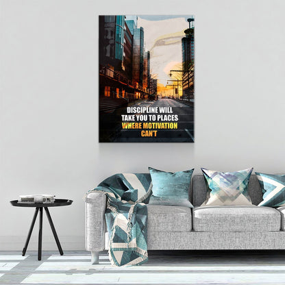 Discipline Will Take You Places Canvas Wall Art, Office Decor, Motivational Decor, Success Quote, Discipline, Motivation Sign