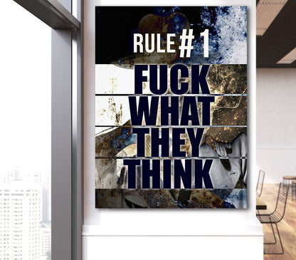 Rule #1 F*Ck What They Think Canvas Wall Art, Motivational Decor