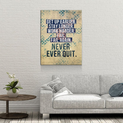 Never Ever Quit Motivational Canvas Wall Art, Motivational Decor