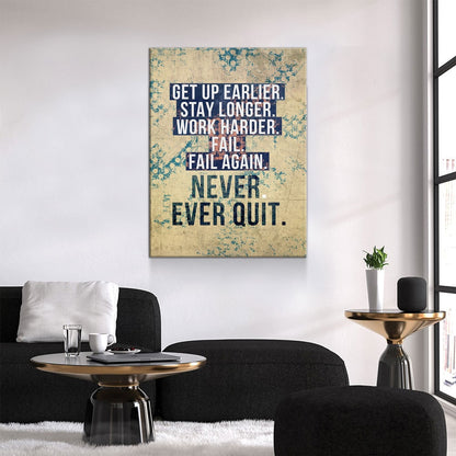 Never Ever Quit Motivational Canvas Wall Art, Motivational Decor