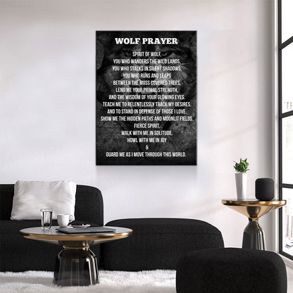 Wolf Prayer Spirit Of The Wolf Canvas Wall Art, Wolf Art, Shamanic Prayer, Wolf Decor