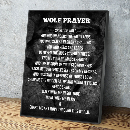 Wolf Prayer Spirit Of The Wolf Canvas Wall Art, Wolf Art, Shamanic Prayer, Wolf Decor