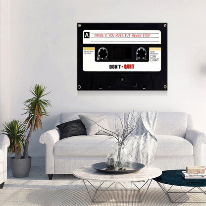 Pause If You Must, But Never Stop Canvas Wall Art, Retro Cassette Tape Canvas, Motivational Decor, Success Quote, Office Decor