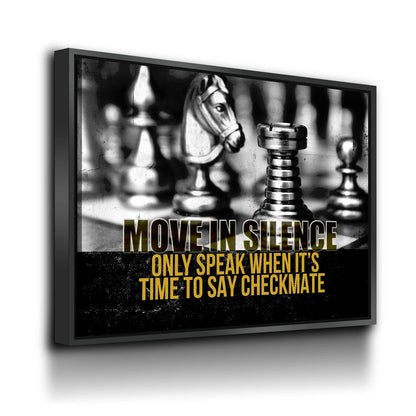 Move In Silence Canvas Wall Art, Checkmate, Motivational Wall Decor, Chess Quote