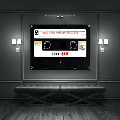 Pause If You Must, But Never Stop Canvas Wall Art, Retro Cassette Tape Canvas, Motivational Decor, Success Quote, Office Decor