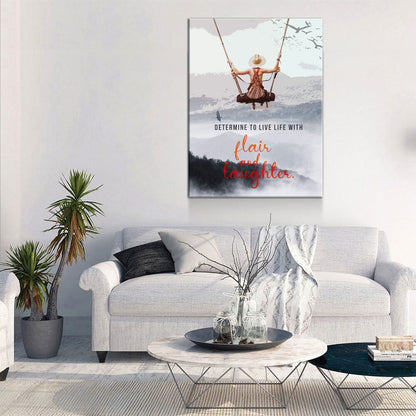 Determine To Live With Flair and Laughter Canvas Wall Art, Inspirational Wall Art, Office Decor, Inspirational gift