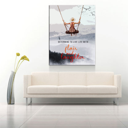 Determine To Live With Flair and Laughter Canvas Wall Art, Inspirational Wall Art, Office Decor, Inspirational gift