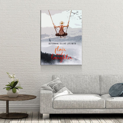Determine To Live With Flair and Laughter Canvas Wall Art, Inspirational Wall Art, Office Decor, Inspirational gift