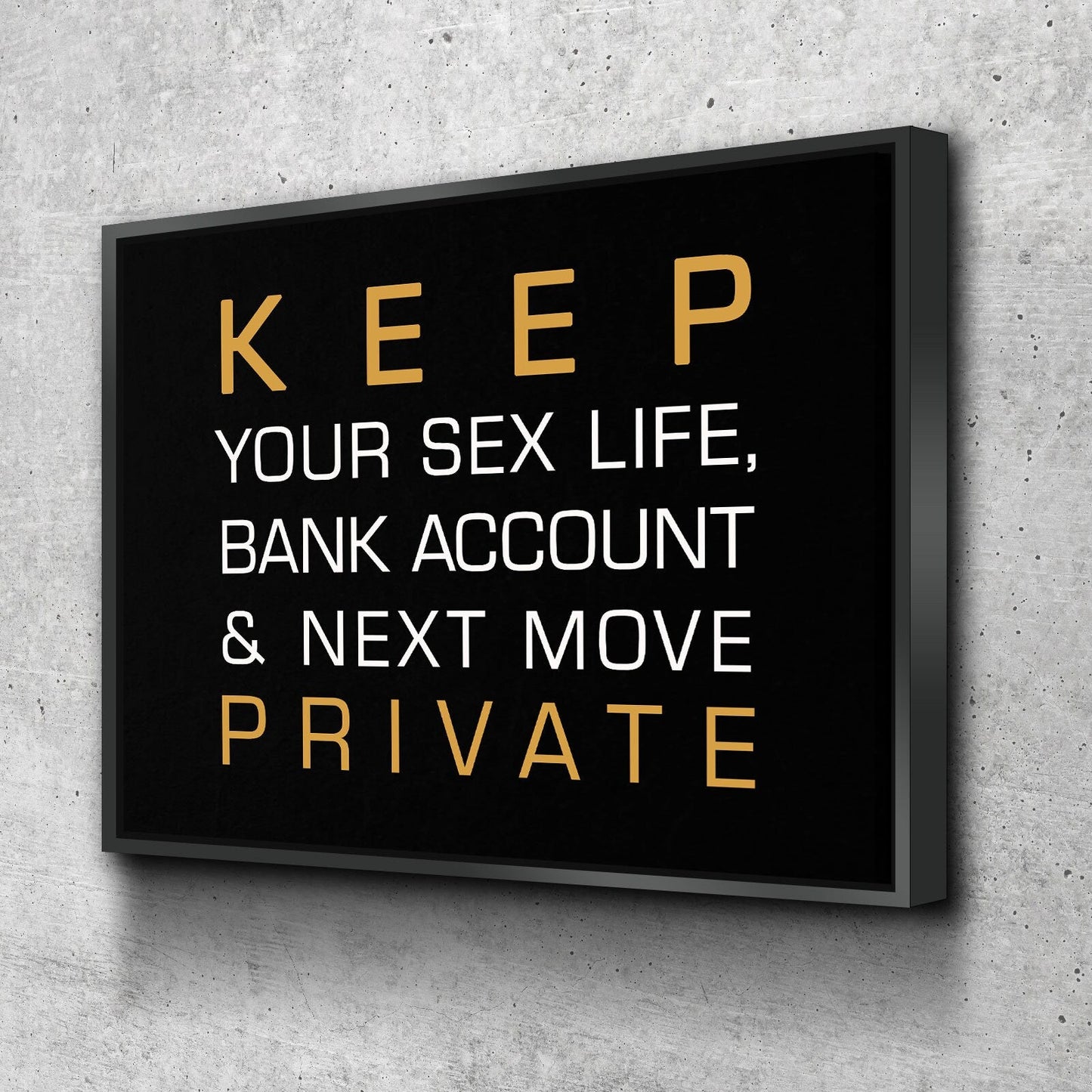 Keep Your Sex Life, Bank Account & Next Move Private Canvas Wall Art, Motivational Decor, Success Quotes, Office Decor