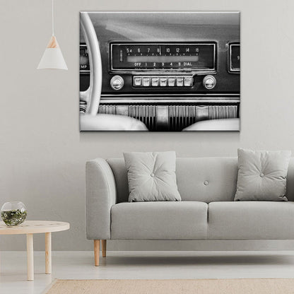 Retro Car Radio Canvas Wall Art, Vintage Car Radio, Old Cars Print, Vintage Car Print, Old Car Radio