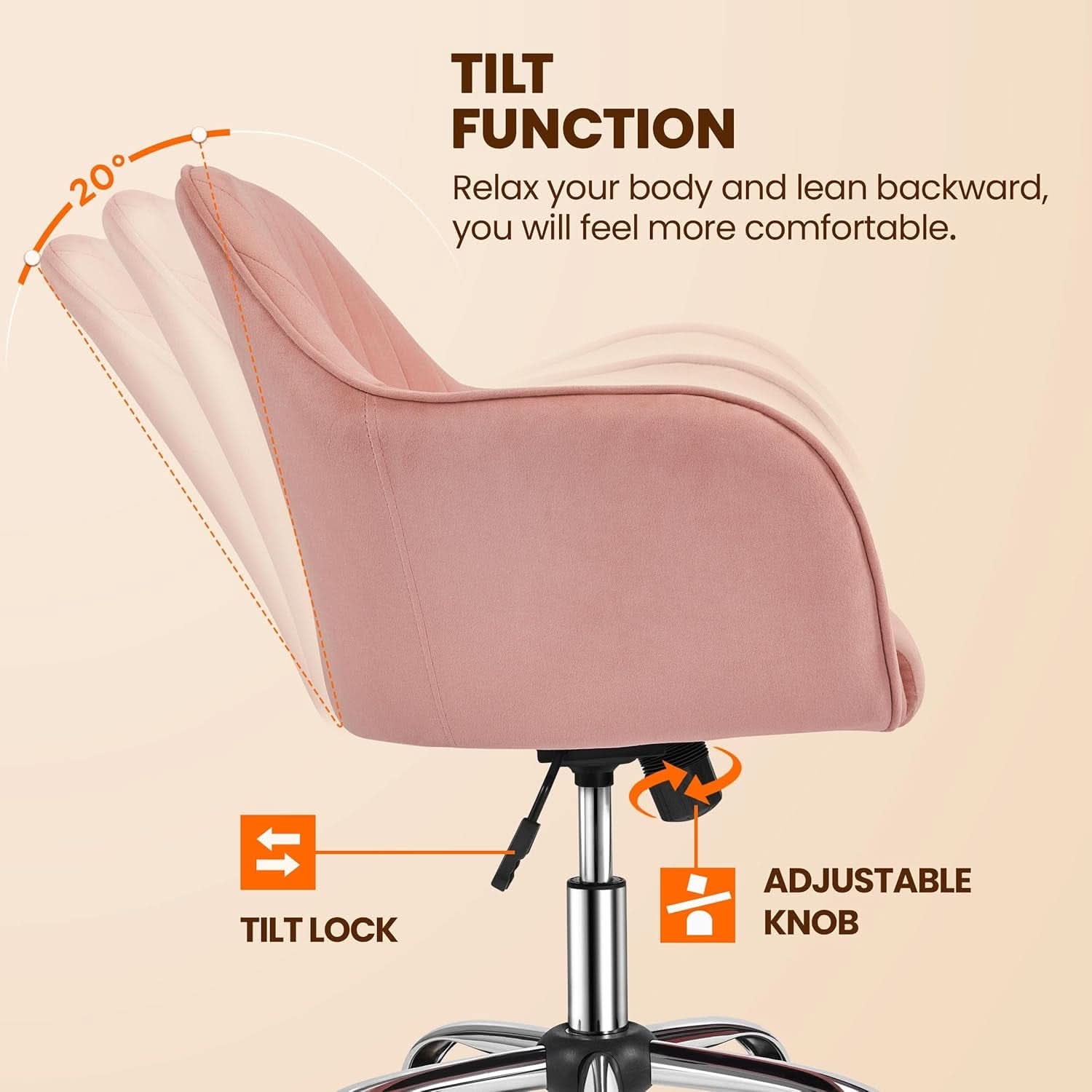 Pink Desk Chair With Adjustable Height For Home Office