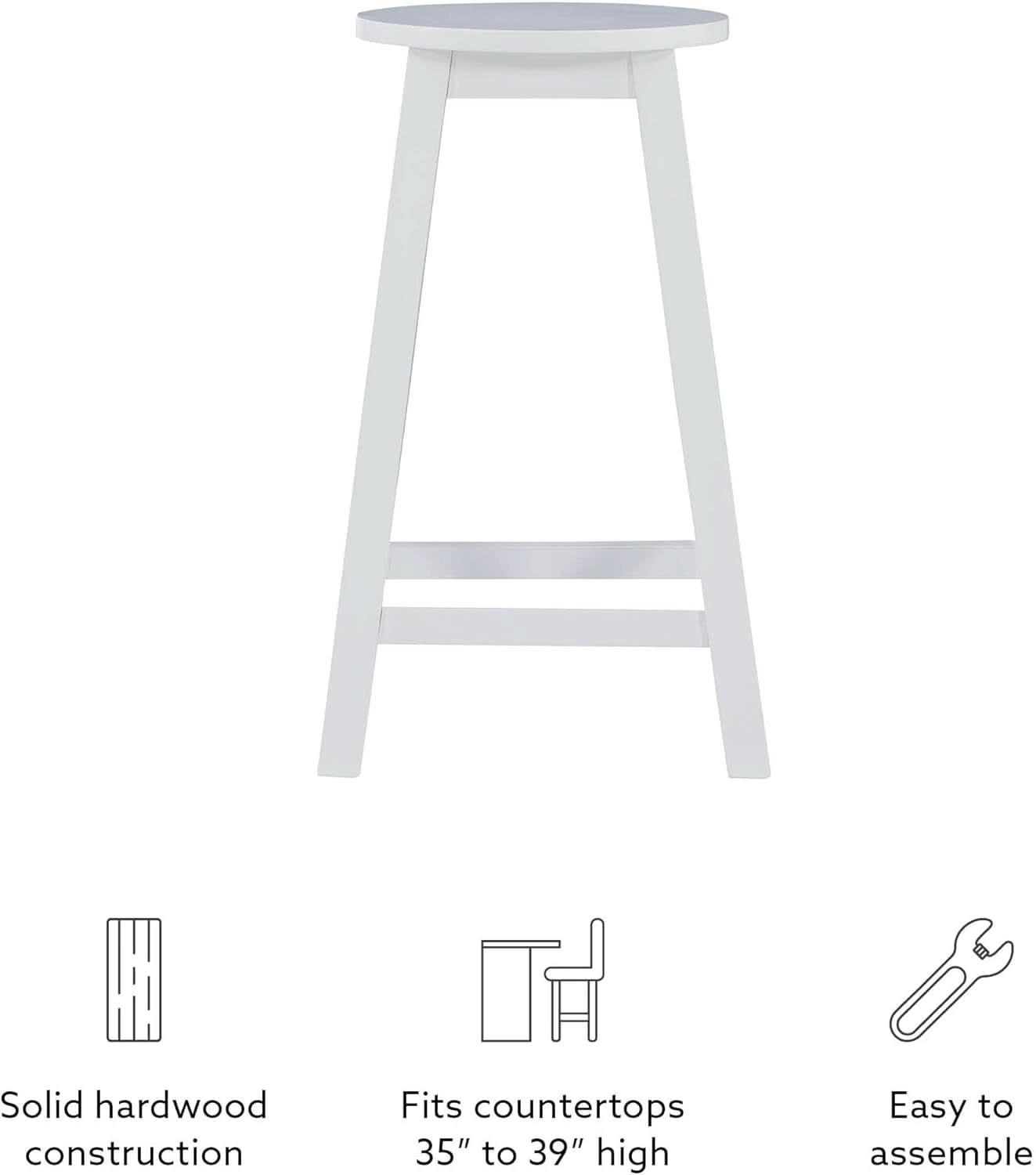Zeke White 24 Inch Counter Stool Modern Kitchen Seating