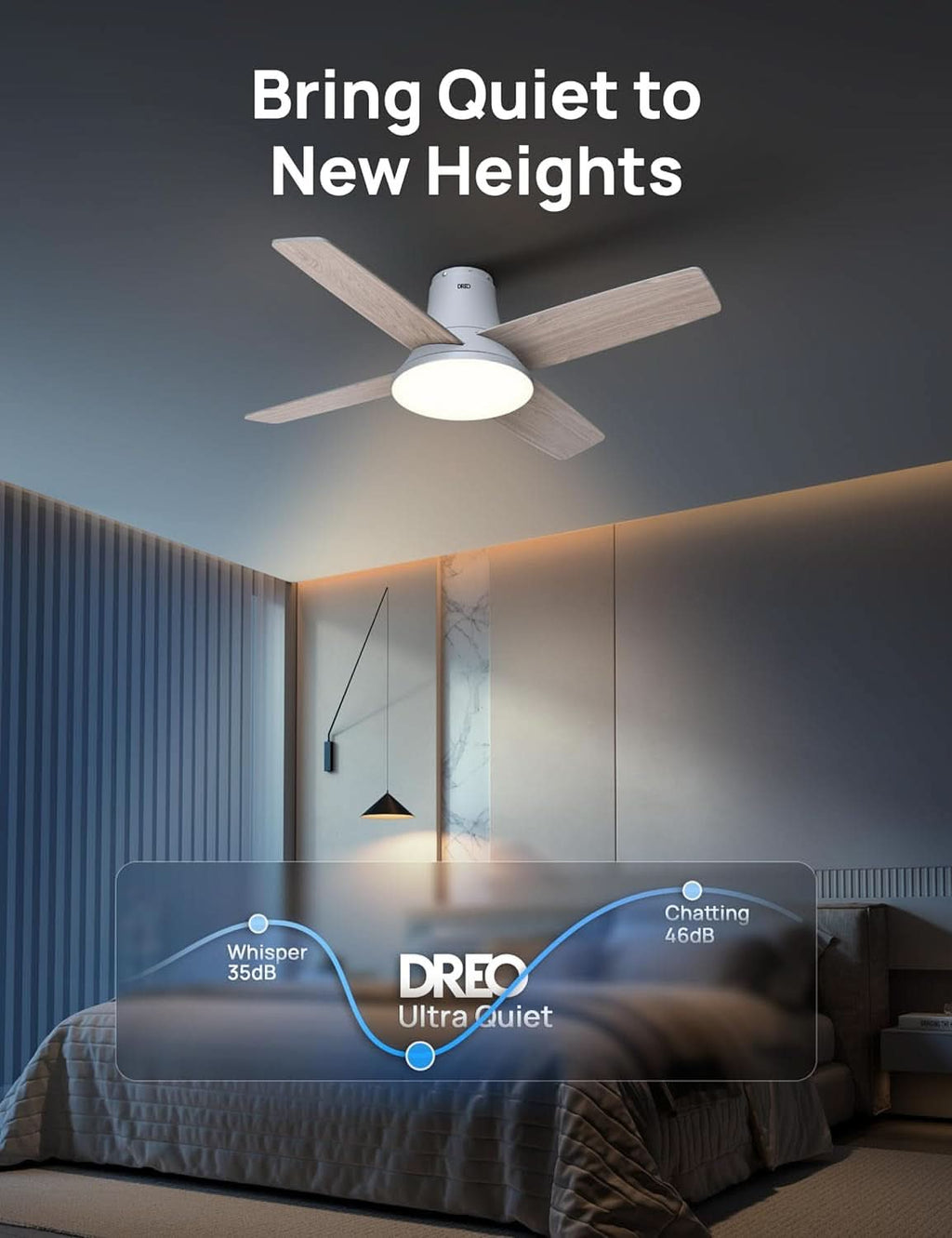 44 Inch Ceiling Fan With Lights White Remote Control
