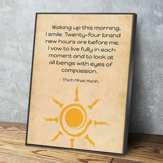 Waking Up This Morning I Smile Canvas Wall Art, Thich Nhat Hanh Quote, Meditation Wall Art, Motivational Quote, Spiritual Wall Decor, Zen