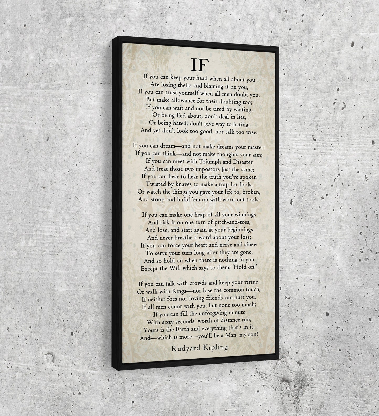If Poem Canvas Wall Art | Rudyard Kipling Inspirational Graduation Gift