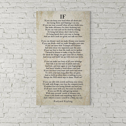If Poem Canvas Wall Art | Rudyard Kipling Inspirational Graduation Gift