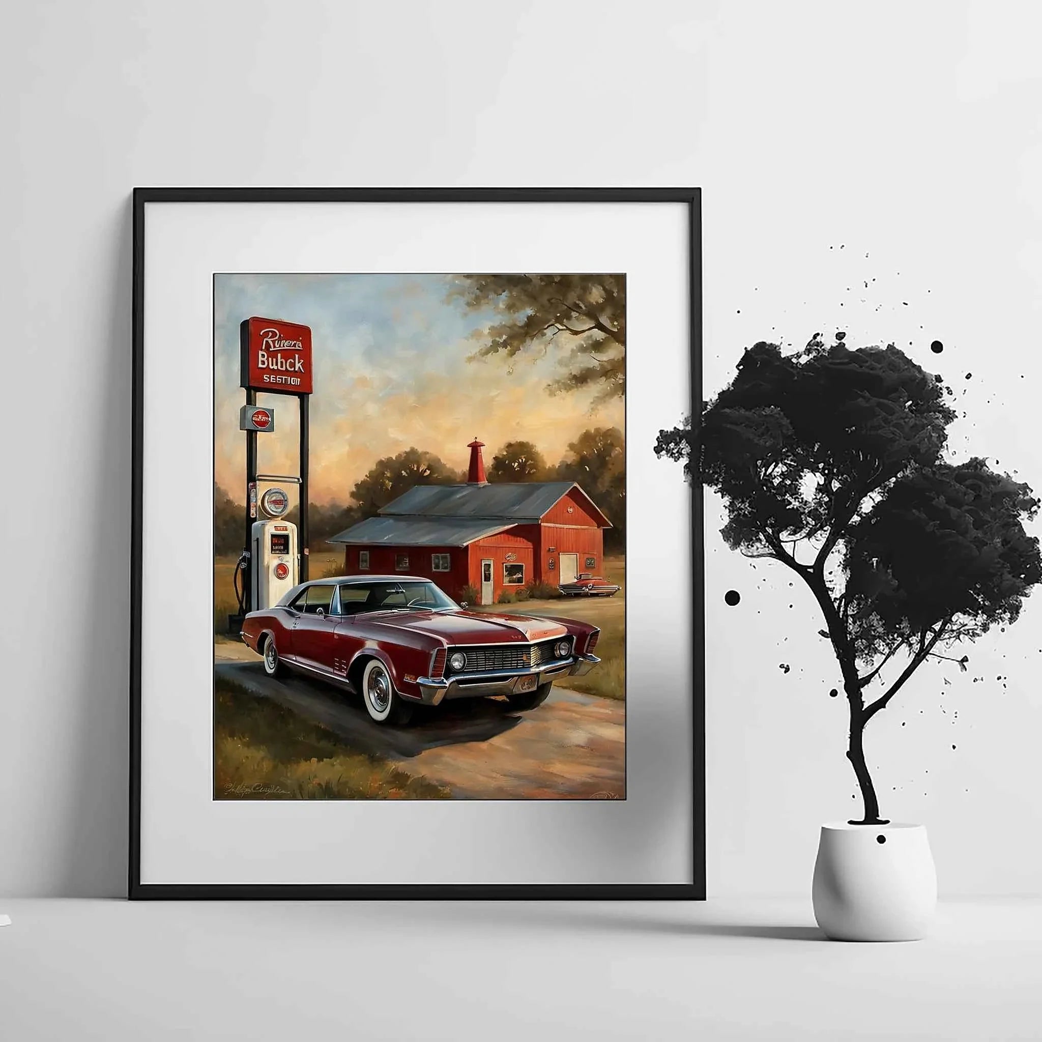 1965 Riviera Gran Sport - Retro Gas Station Edition | Poster Canvas