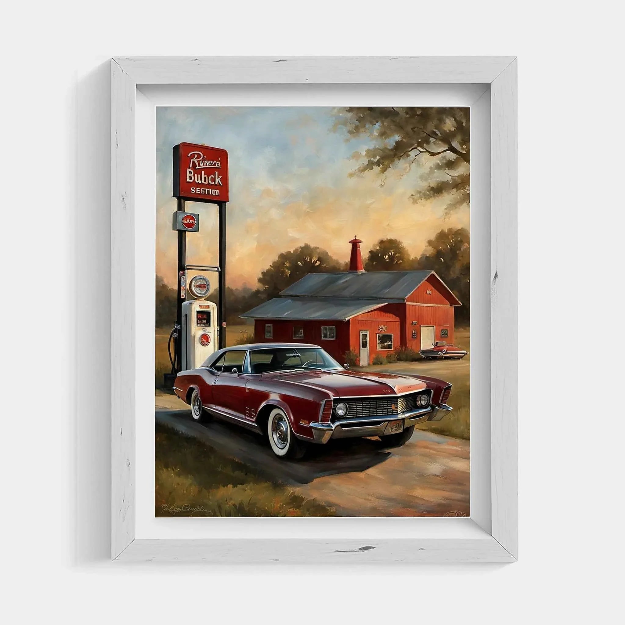 1965 Riviera Gran Sport - Retro Gas Station Edition | Poster Canvas