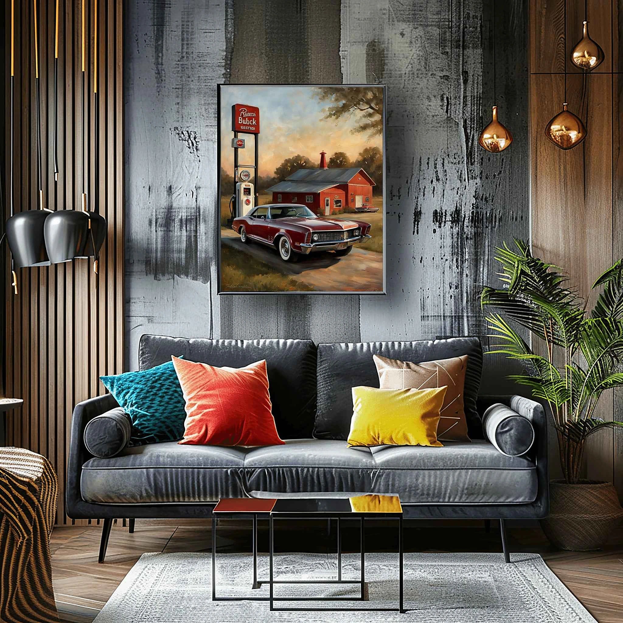 1965 Riviera Gran Sport - Retro Gas Station Edition | Poster Canvas