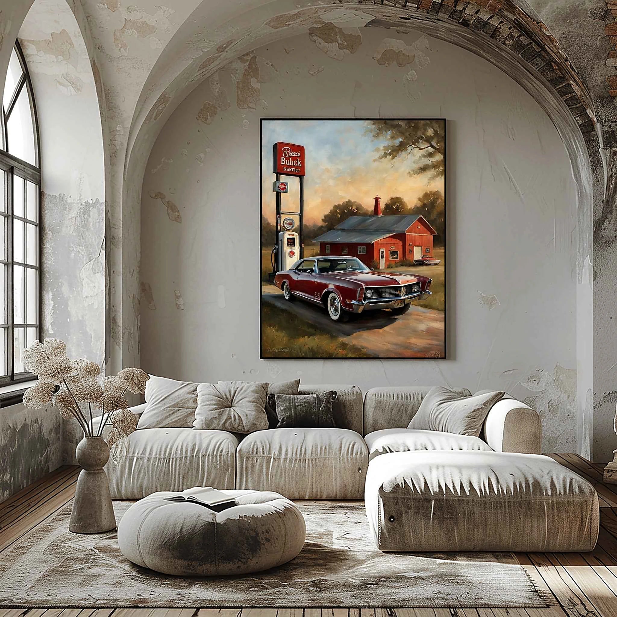 1965 Riviera Gran Sport - Retro Gas Station Edition | Poster Canvas