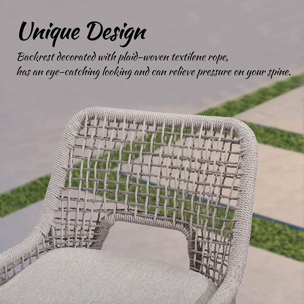 Counter Height Bar Stools With Backrest Set of 4 Rattan