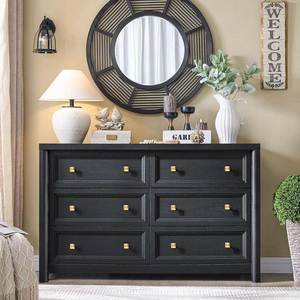 JetBlack Solid Wood Dresser 52 Inch Storage Solution