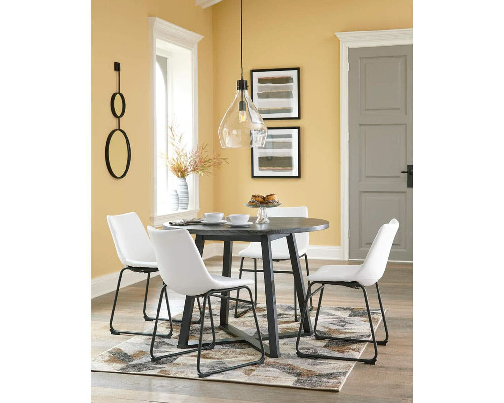 Centiar Mid Century Round Dining Table Gray Metal Legs