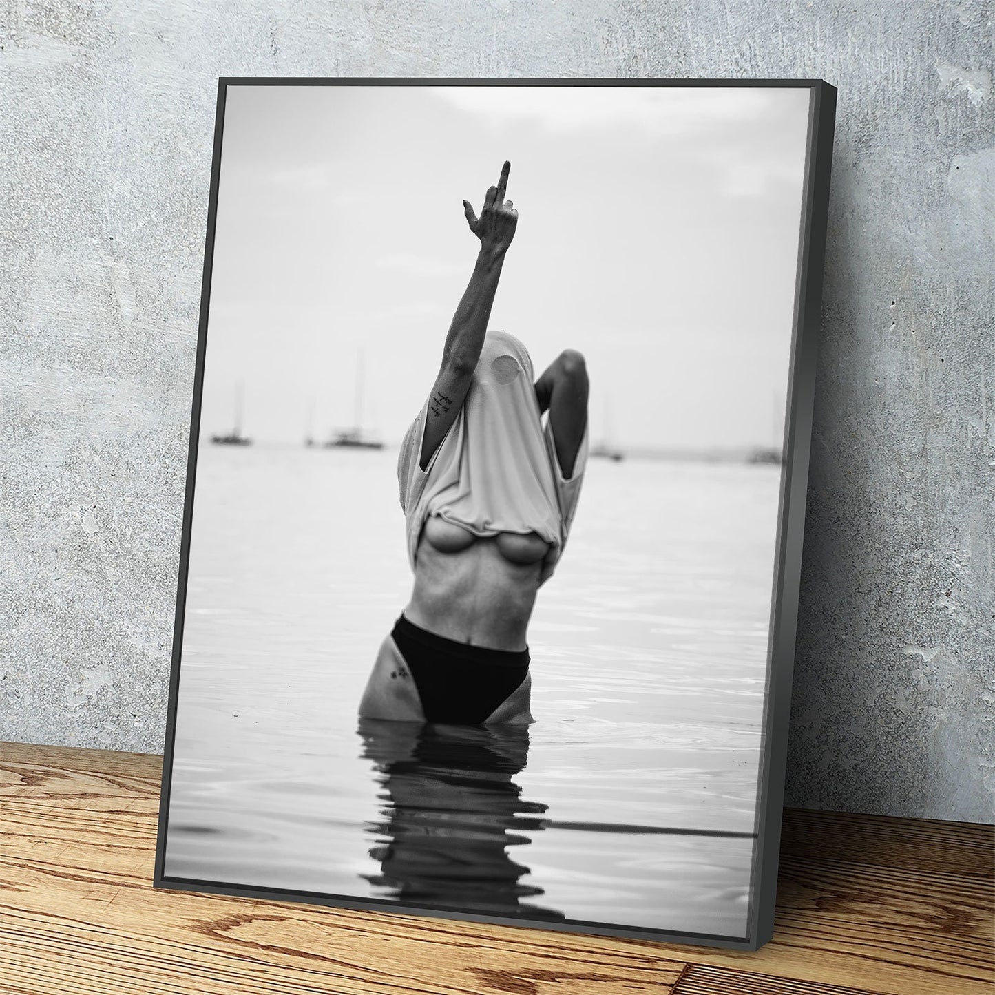 Feminist Attitude Canvas Wall Art – Black & White Fashion Print for Modern Decor