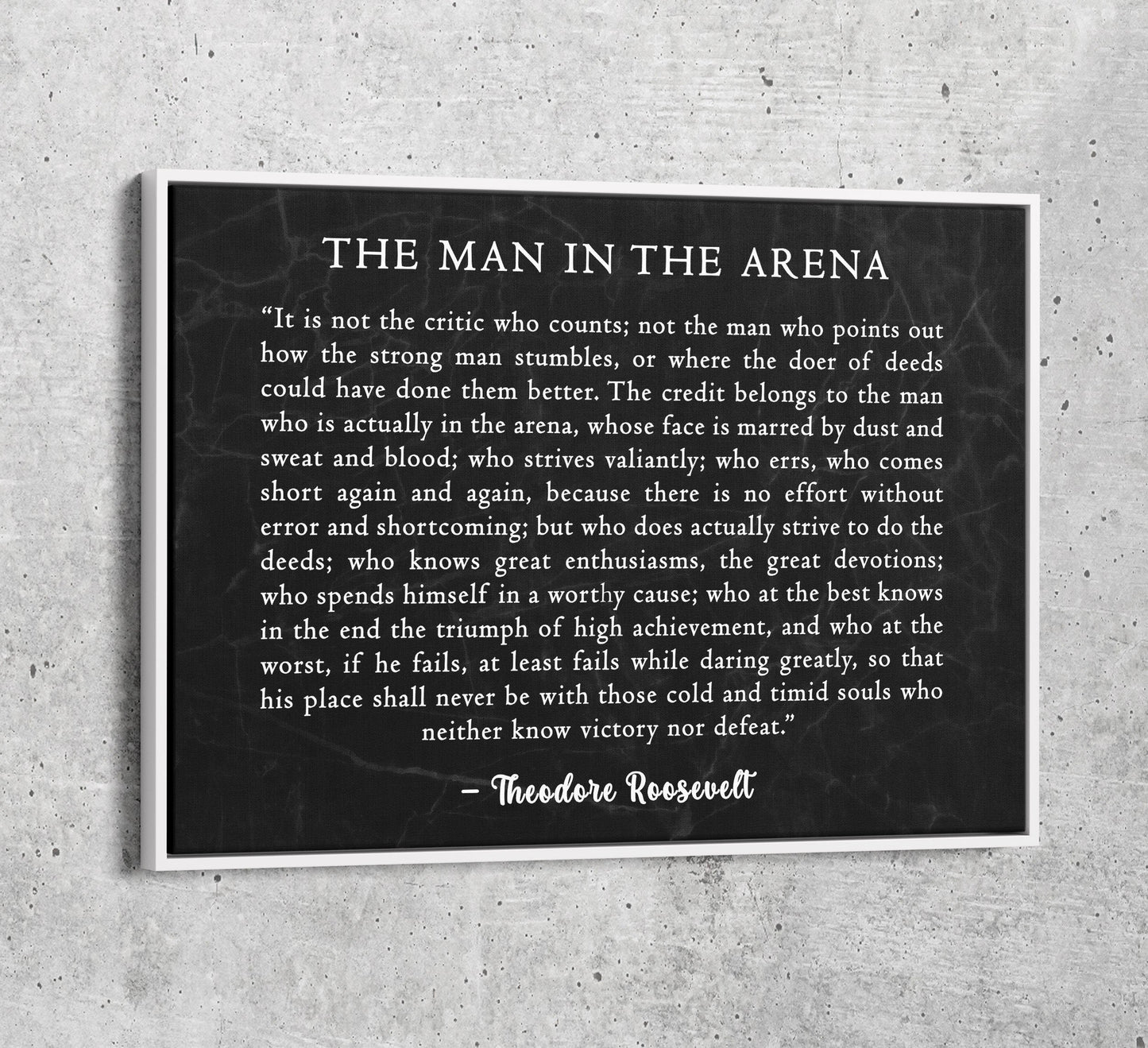 The Man in the Arena Canvas Wall Art, Theodore Roosevelt Quote, April 23, 1910 Quote, Theodore Roosevelt Speech at the Sorbonne