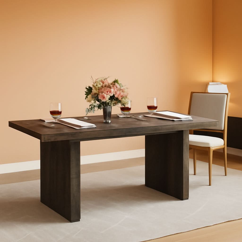 63 Inch Dark Gray Dining Table Farmhouse Rectangular