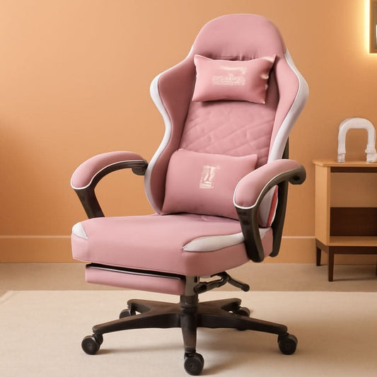 Pink Gaming Chair With Pocket Spring Cushion For Comfort