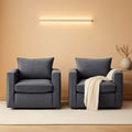 Grey Upholstered Swivel Armchair Twin Pack LivingRoom