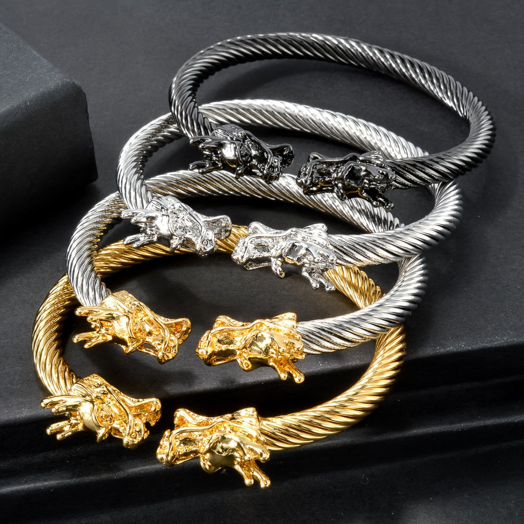 Double Dragon Copper Bracelet – Rock & Hip-Hop Style, Unisex