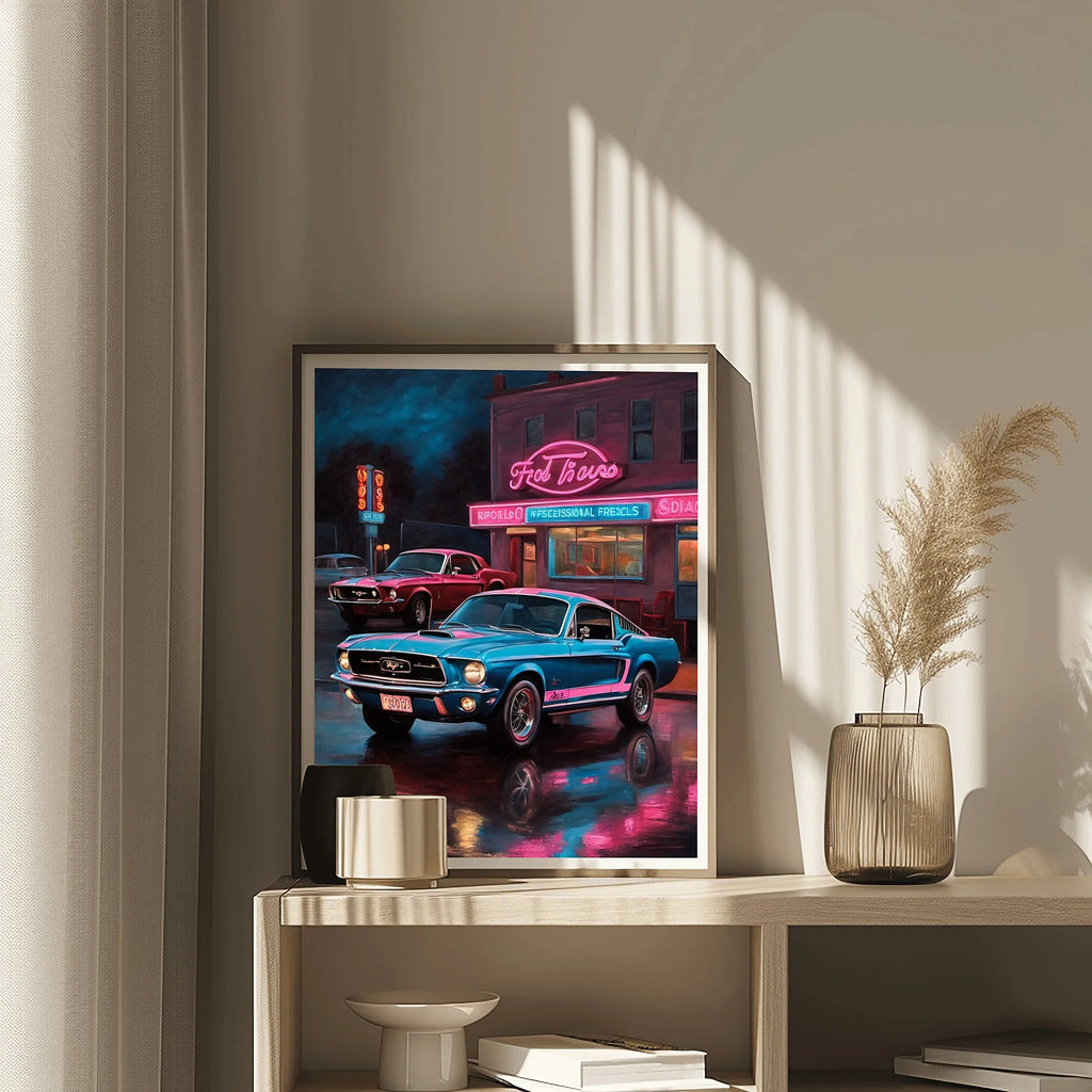 1967 Fastback Legends - Retro Neon Diner Edition | Poster - Canvas - Framed Canvas